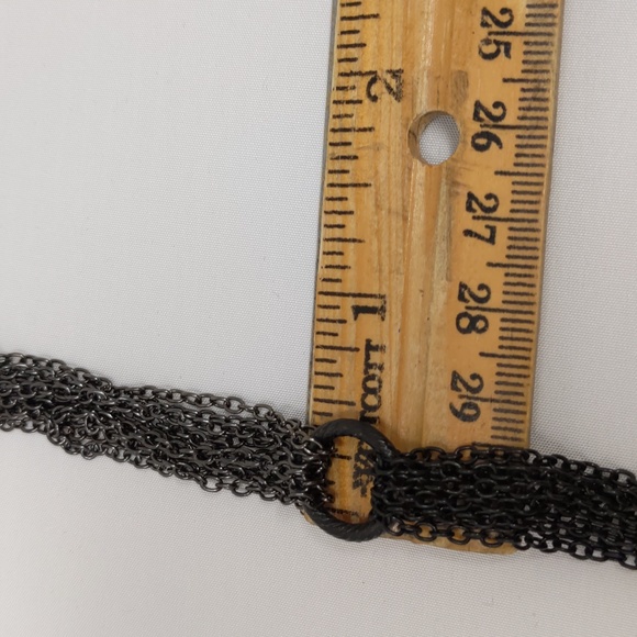 Multi-Strand Chain Necklace Silver Tone Black Gunmetal Gray Work Casual - Picture 7 of 7